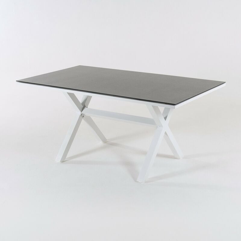 

Edenjardin Muebles - Mesa auxiliar de jardÃƒÂ­n, TamaÃƒÂ±o: 80x140x65 cm, Aluminio reforzado color blanco, Todo el tablero es de cristal templado est