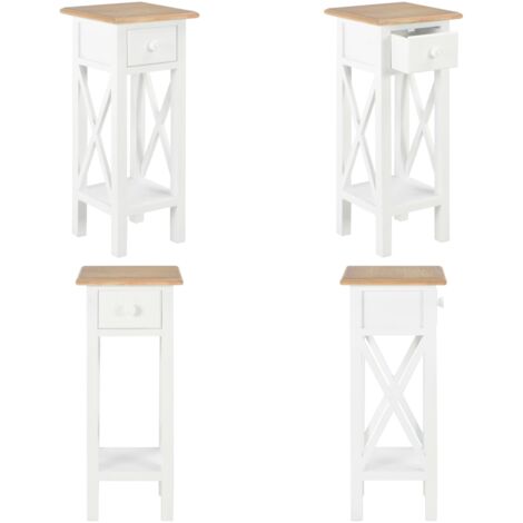 Mesa auxiliar de madera blanca 27x27x65,5 cm - Mesa de madera - Mesa de almacenamiento