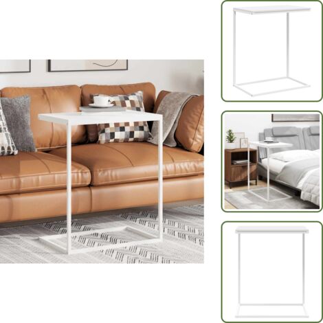 Mesa auxiliar de madera contrachapada blanco 55x35x66 cm