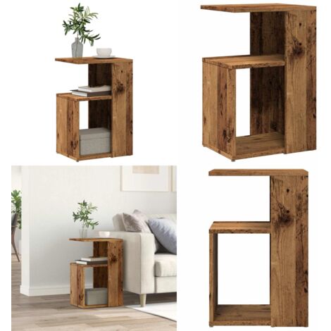 Mesa auxiliar de madera contrachapada envejecida 36x30x56 cm - Madera contrachapada - Almacenamiento