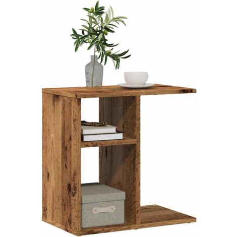 Mesa auxiliar de madera contrachapada envejecida 50x30x50 cm vidaXL