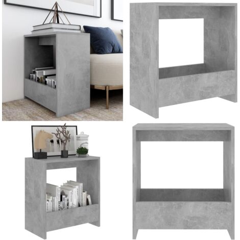 Mesa auxiliar de madera contrachapada gris hormigón 50x26x50 cm - Mesa de almacenamiento - Mesa de madera