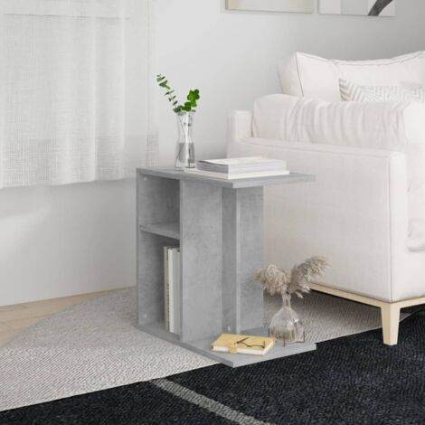 Mesa auxiliar de madera contrachapada gris hormigón 50x30x50 cm vidaXL