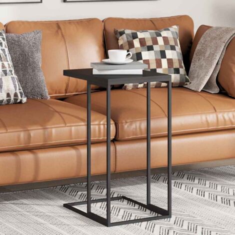 Mesa auxiliar de madera contrachapada negro 40x30x59 cm