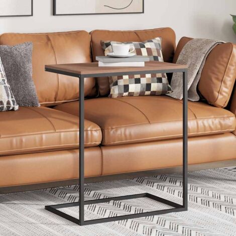Mesa auxiliar de madera contrachapada negro 55x35x66 cm
