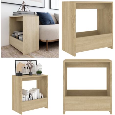 Mesa auxiliar de madera contrachapada roble Sonoma 50x26x50 cm - Mesa de madera - Mesa de almacenamiento