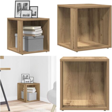 Mesa auxiliar de madera de ingeniería roble artisan 33x33x34 cm - Almacenamiento - Armario esquinero