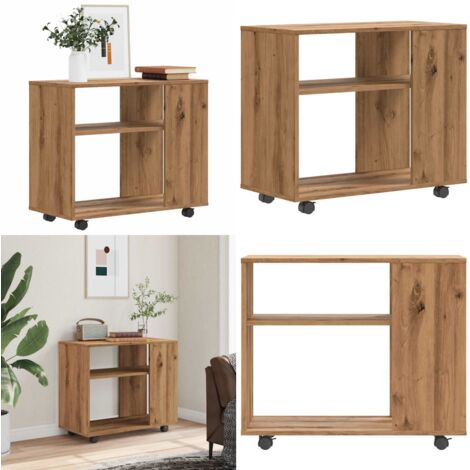 Mesa auxiliar de madera de ingeniería roble artisan 70x35x55 cm - Madera de ingeniería - Mesa de roble