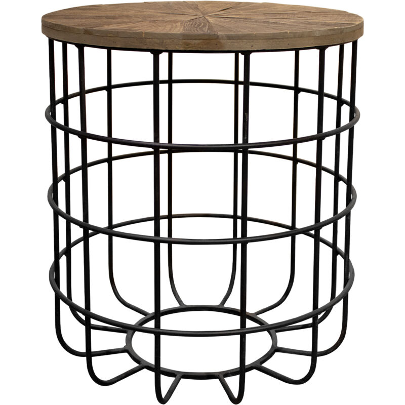 

parumm - Mesa auxiliar de madera de olmo reciclado y hierro. Serie Sax - 50191001052532