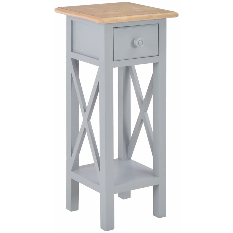 

Mesa auxiliar de madera gris 27x27x65,5 cm