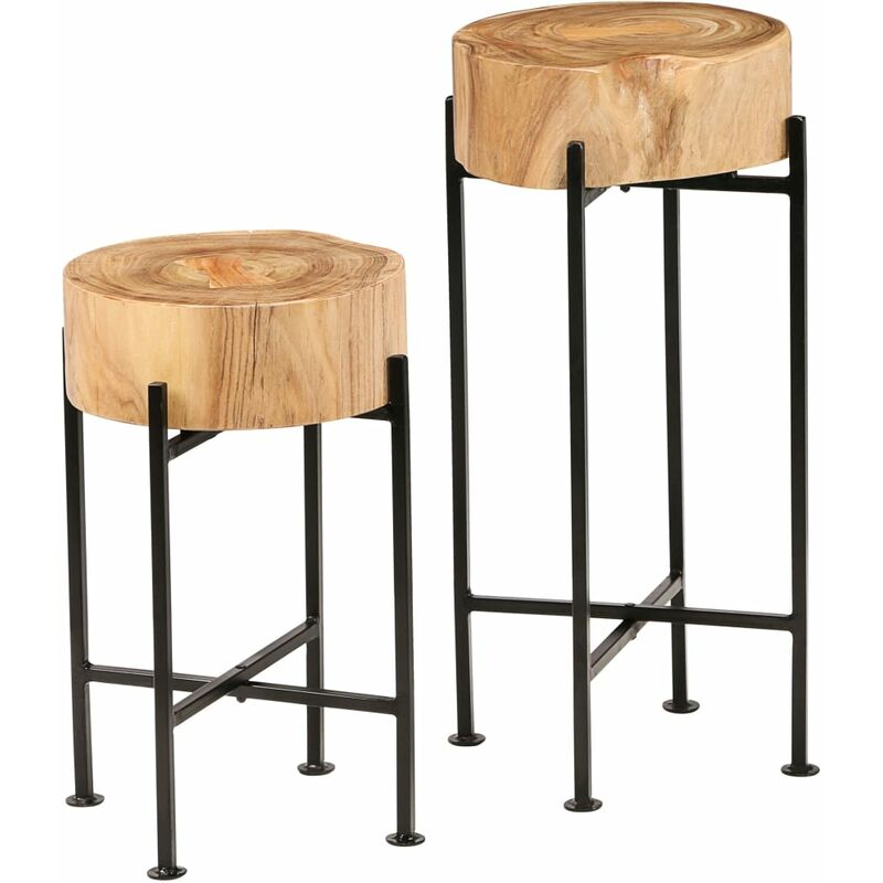 

vidaXL Mesa auxiliar 2 unidades madera maciza de acacia - Marrón