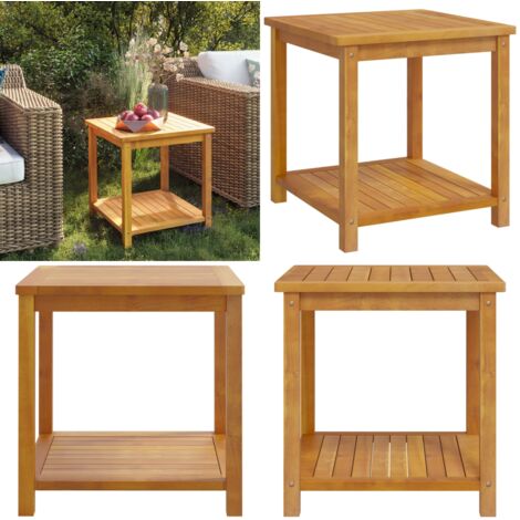 Mesa auxiliar de madera maciza de acacia 45x45x45 cm - Mesa de madera - Mesa de acacia