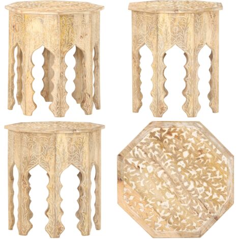 Mesa auxiliar de madera maciza de mango Ø48 cm - Mesa de salón - Mesa de madera maciza