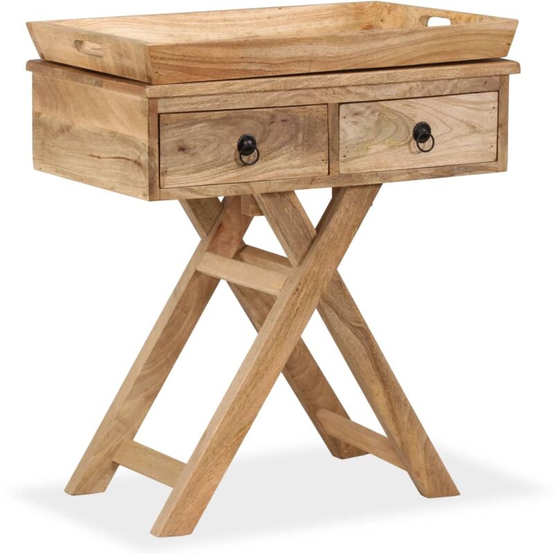 

vidaXL Mesa auxiliar de madera maciza de mango 65x40x76 cm - Marrón