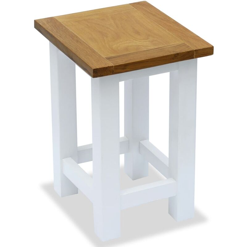 

Mesa auxiliar de madera maciza de roble 27x24x37 cm - Blanco