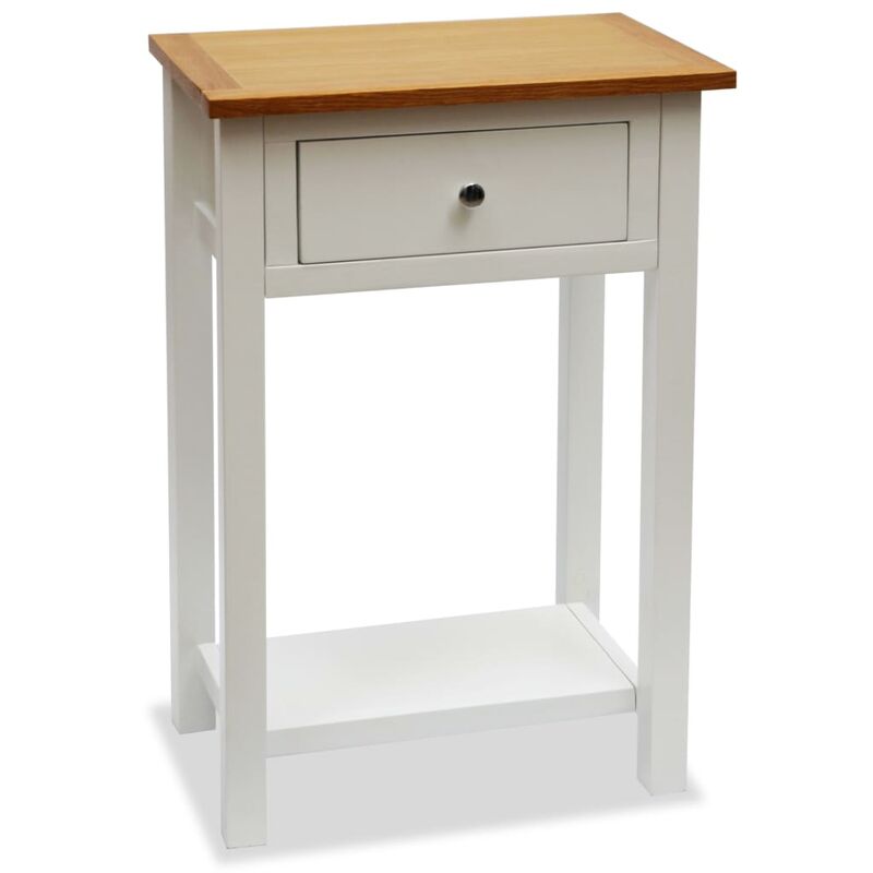 

vidaXL Mesa auxiliar de madera maciza de roble 50x32x75 cm - Blanco