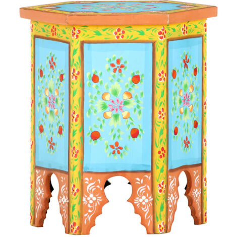 Mesa auxiliar de mango pintado a mano multicolor 70x35x60 cm