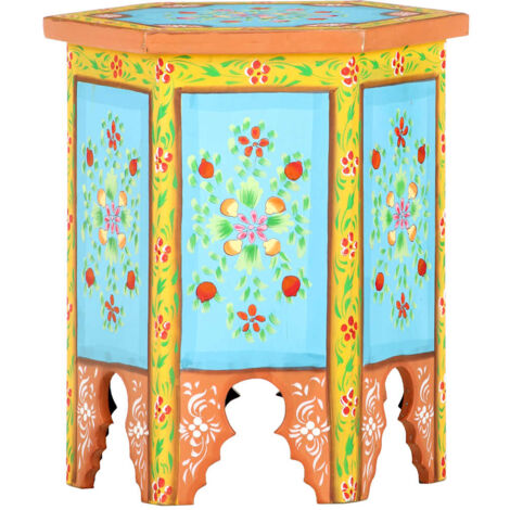 Mesa auxiliar de mango pintado a mano multicolor 70x35x60 cm vidaXL