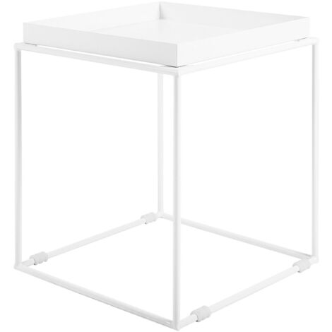Mesa auxiliar de metal blanco 50 x 40 x 40 cm decorativa industrial Saxon