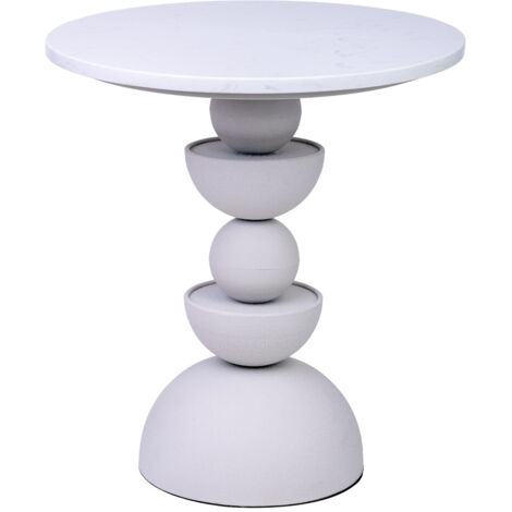Mesa auxiliar de metal blanco y madera 40.5x40.5x45h cm