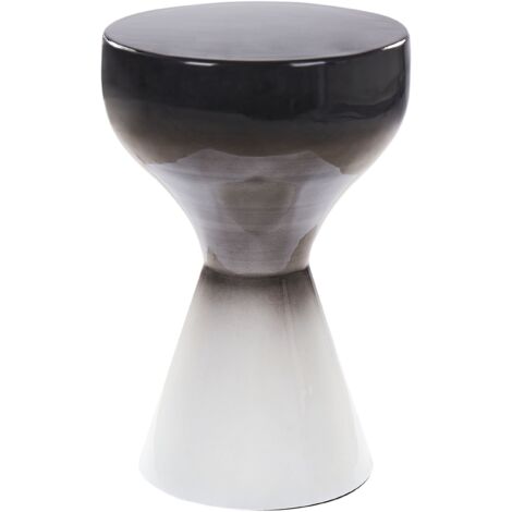 Mesa auxiliar de metal decorativa de hierro blanco y negro Tibito