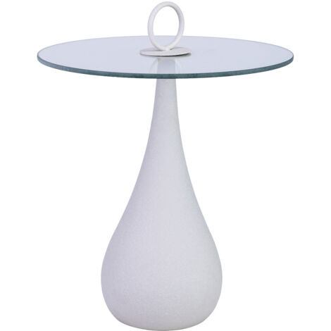 Mesa auxiliar de metal y cristal 40x40x42.5/51h cm