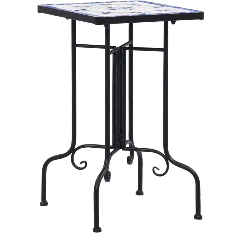 

vidaXL Mesa auxiliar de mosaico cerámica azul y blanco - Azul