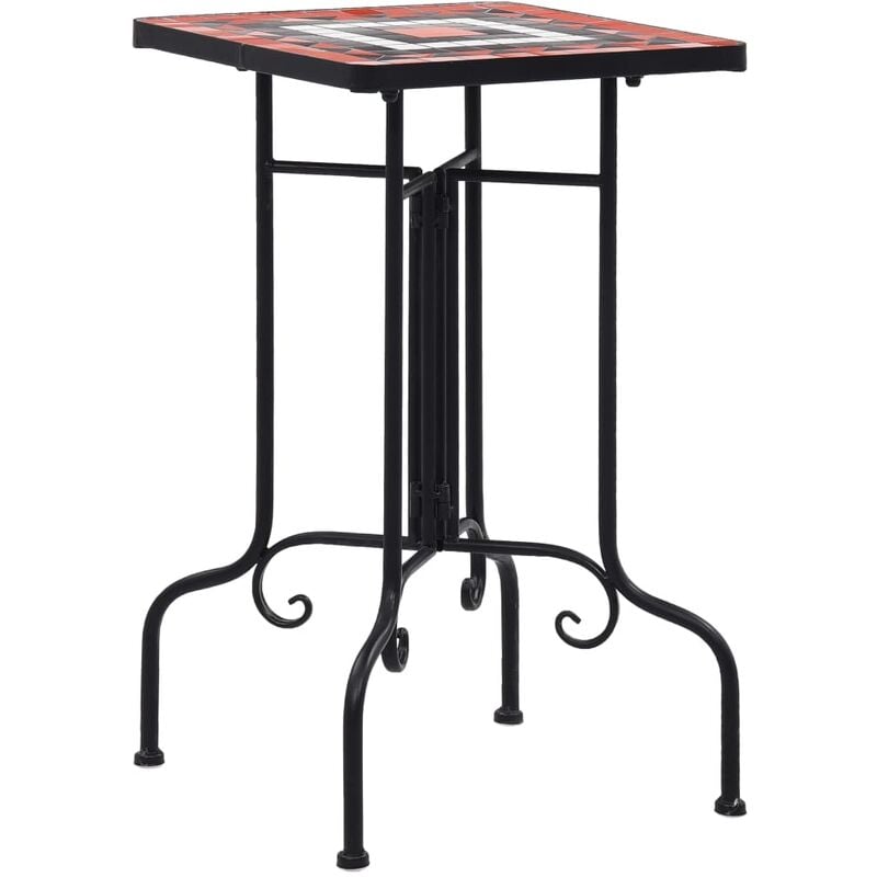 

vidaXL Mesa auxiliar de mosaico cerámica terracota y blanco - Rojo