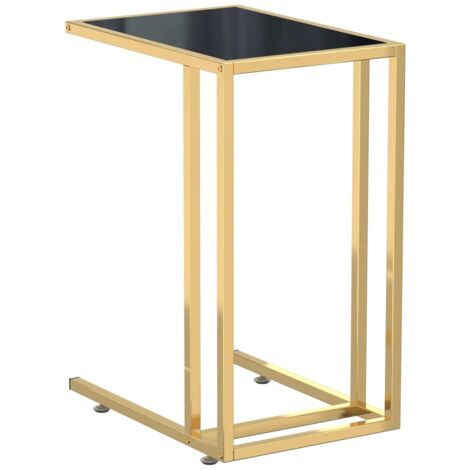 Mesa auxiliar de ordenador vidrio transparente negro 50x35x65cm vidaXL