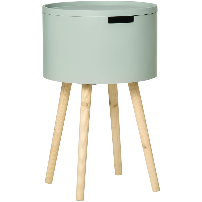 

Homcom - Mesa Auxiliar de Salón Moderna Mesita de Noche con Tapa Extraíble Espacio de Almacenamiento y Patas de Madera para Dormitorio Sofá Esquina