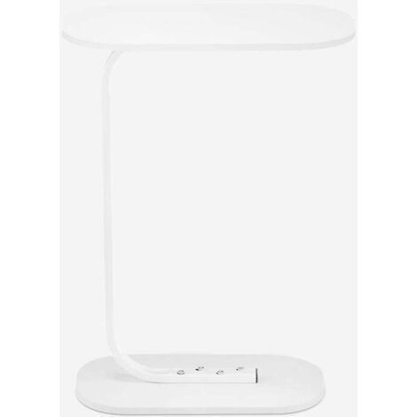 Mesa auxiliar de salón lateral para sofá colores blanco y negro Kavet - Blanco