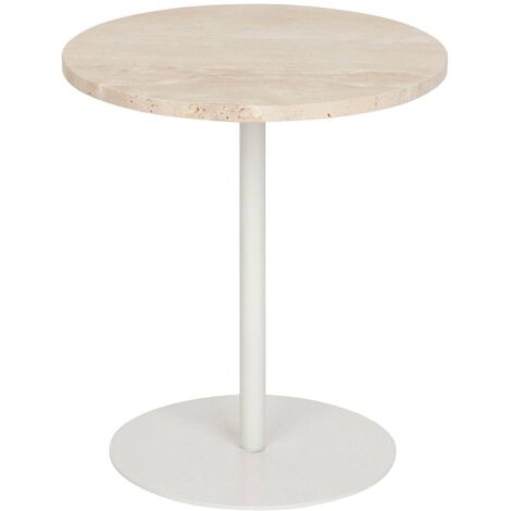 Mesa auxiliar de travertino blanco Celen 40x45cm - Atmosphera créateur d'intérieur