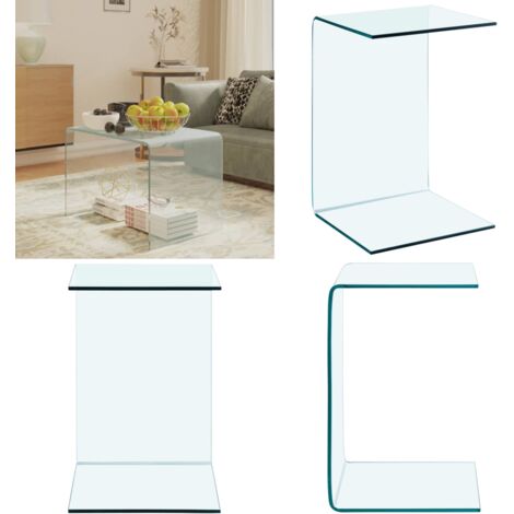 Mesa auxiliar de vidrio templado 40x40x60 cm - Mesa de vidrio - Mesa de sofá