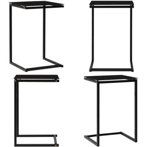 Mesa auxiliar de vidrio templado negro 40x40x60 cm - Mesa de salón - Mesa de sofá