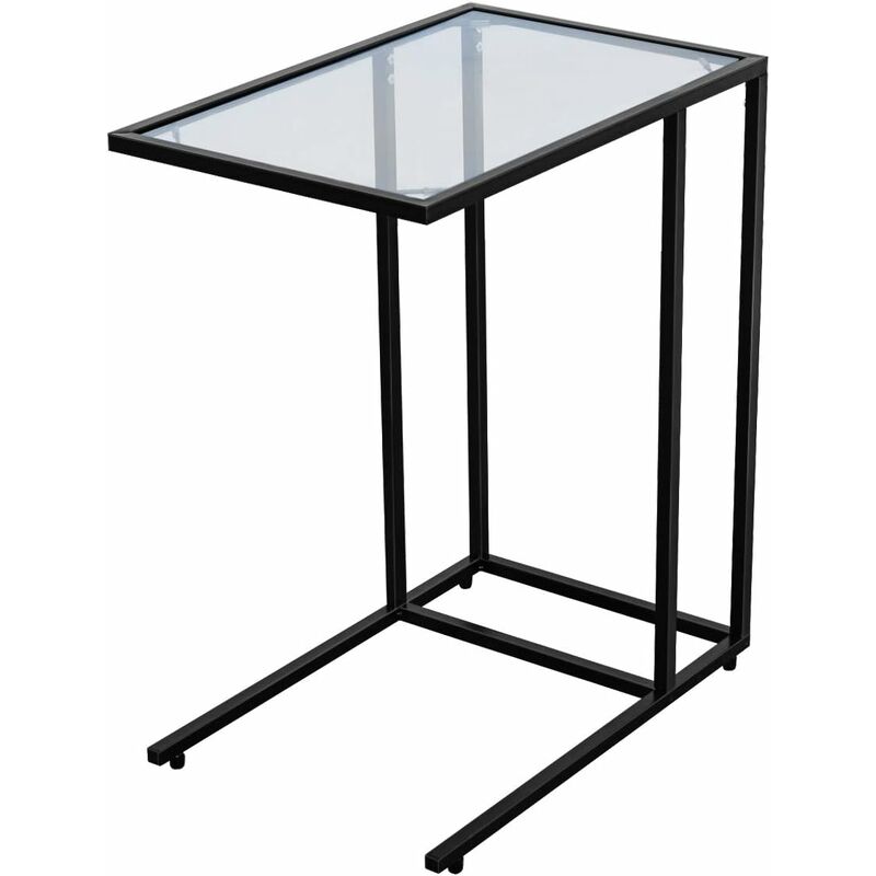 

Mesa Auxiliar de Vidrio y Metal Tabla Mesa de Centro para Salón Balcón Sofá
