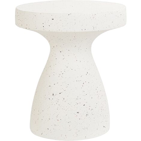 Mesa auxiliar decorativa MgO fibra de vidrio forma redonda resistente a los rayos UV manchas óxido agua y viento blanco Biviere