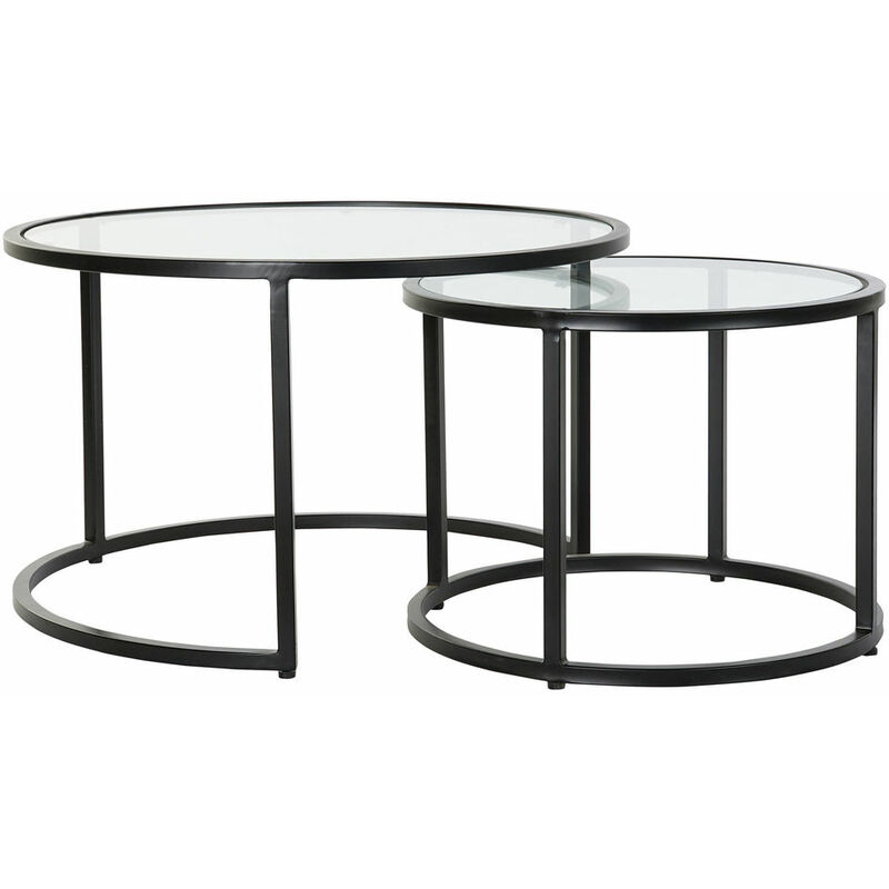 

Mesa auxiliar DKD Home Decor Negro Cristal Hierro (2 pcs) (55 x 55 x 41 cm) (75 x 75 x 46 cm)