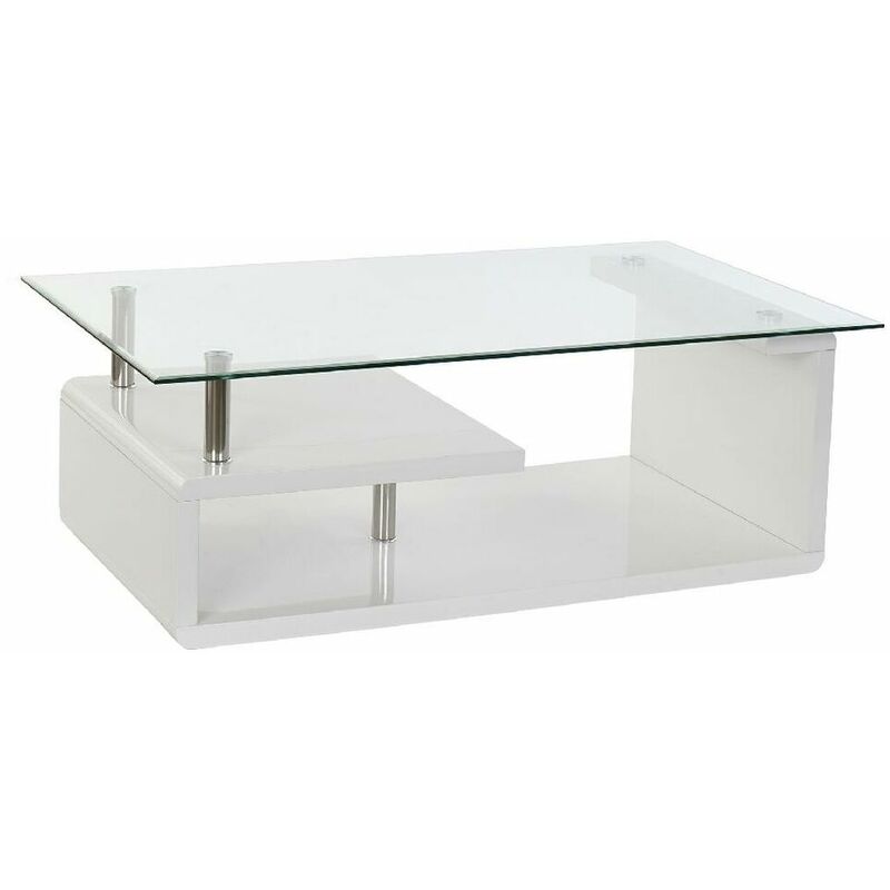 

BHD - Mesa auxiliar DKD Home Decor Cristal Metal Madera Blanco (120 x 65 x 42 cm)