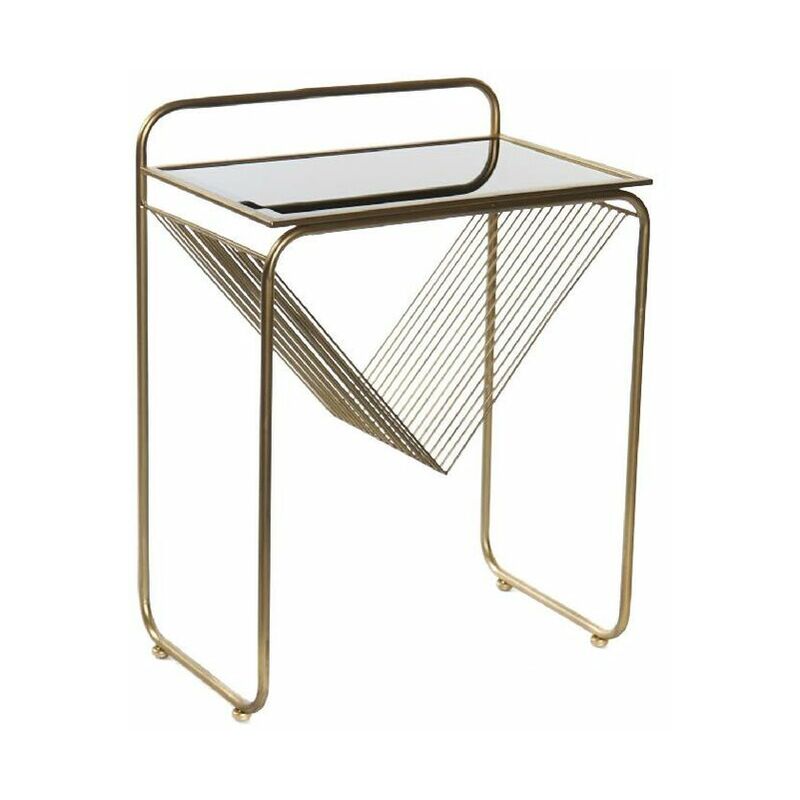 

Mesa auxiliar DKD Home Decor Cristal Negro Dorado Metal (48 x 30 x 63 cm)
