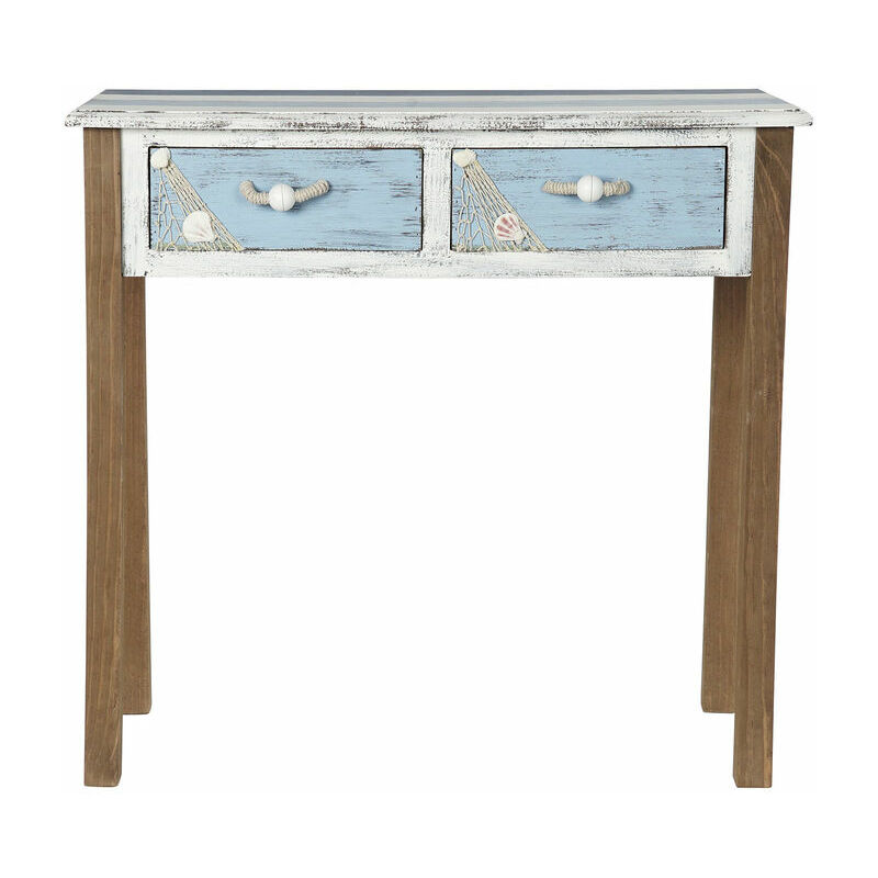 

Mesa auxiliar DKD Home Decor Blanco Cuerda Azul marino Madera MDF Celeste (80 x 40 x 75 cm)