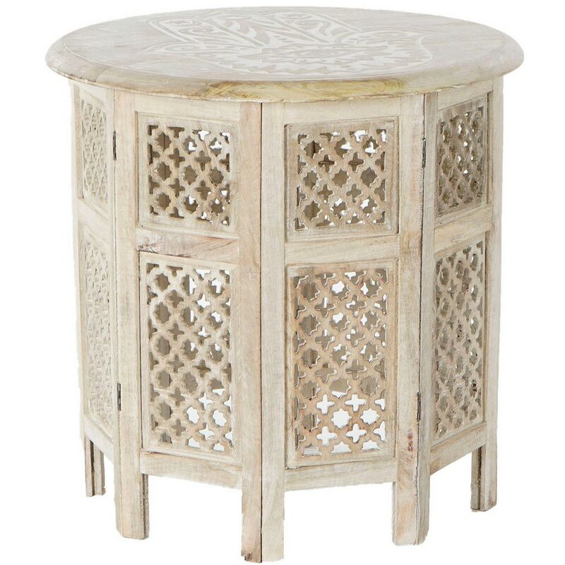 

Mesa auxiliar DKD Home Decor Floral Marrón Blanco Madera de mango (62.5 x 62.5 x 54 cm)
