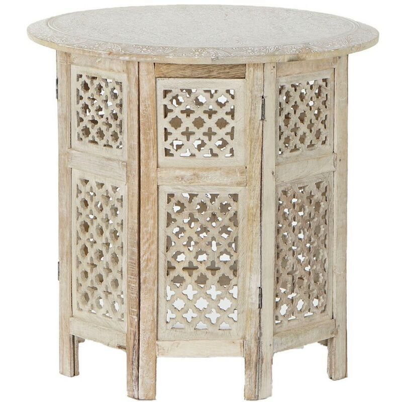 

Mesa auxiliar DKD Home Decor Floral Marrón Blanco Madera de mango (62.5 x 62.5 x 54 cm)