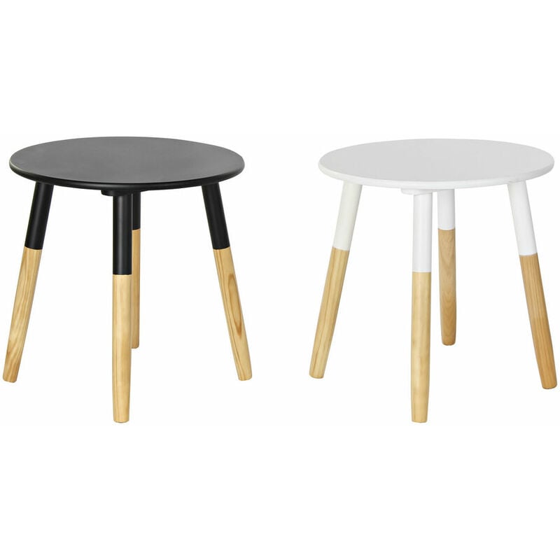 

Mesa auxiliar DKD Home Decor Blanco Negro Madera (48 x 48 x 48 cm) (2 pcs)