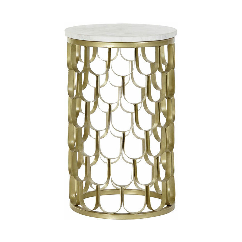 

Mesa auxiliar DKD Home Decor Blanco Mármol Hierro Dorado (30.5 x 30.5 x 50 cm)