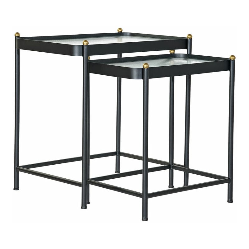 

Mesa auxiliar DKD Home Decor Negro Metal Cristal (2 pcs)
