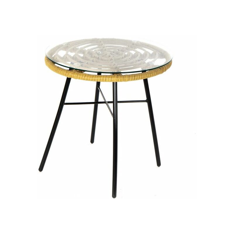 

Mesa auxiliar DKD Home Decor Metal Cristal Ratán (44 x 44 x 43 cm)