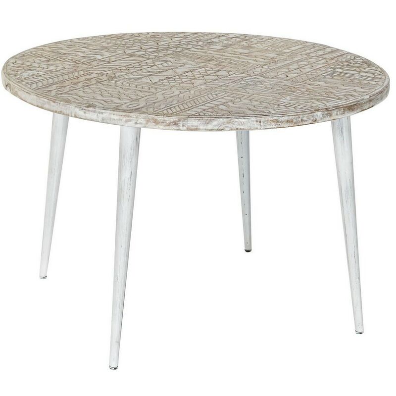 

Mesa auxiliar DKD Home Decor Blanco Metal Dorado Madera de mango (75 x 75 x 50 cm)