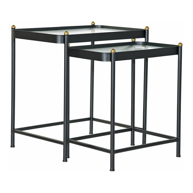 

Mesa auxiliar DKD Home Decor Negro Metal Cristal (2 pcs)