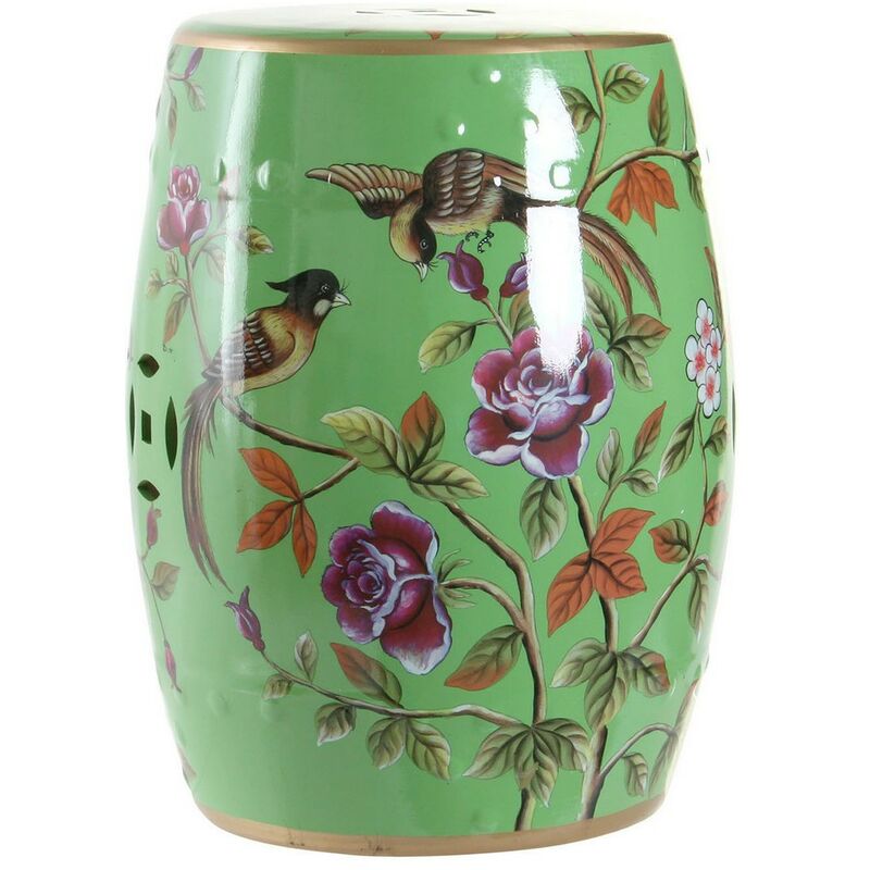 

Mesa Auxiliar DKD Home Decor Verde Porcelana Pájaros (35 x 35 x 45 cm)