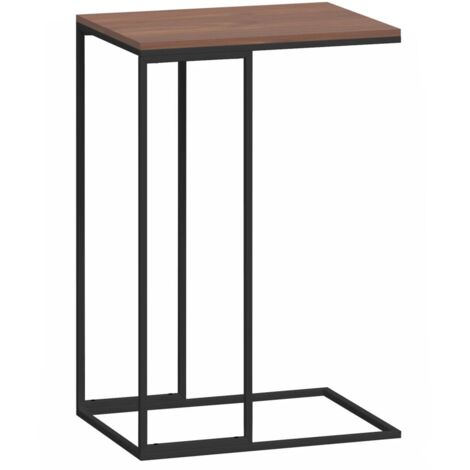 Mesa auxiliar en forma de C 40 x 30 x 59 cm Madera de ingeniería negra y hierro DEC040288